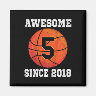 Kids 5th Birthday Basketball Lover 5 Years Old Vin Magnet