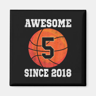 Kids 5th Birthday Basketball Lover 5 Years Old Vin Magnet