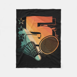 Kids 5th Birthday Boy Badminton Player Badminton 5 Fleece Blanket