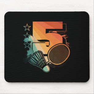 Kids 5th Birthday Boy Badminton Player Badminton 5 Mouse Pad