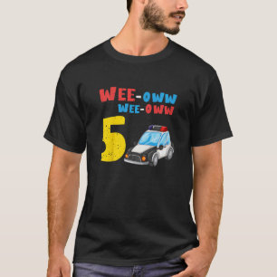 Kids 5th Birthday Boy Police Officer Car T-Shirt
