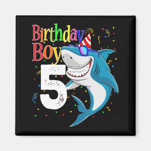 Kids 5th Birthday Boy Shark  Jaw-Some Five  Boys  Magnet