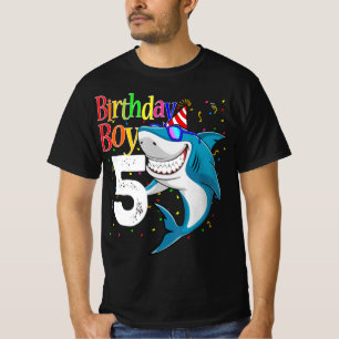 Kids 5th Birthday Boy Shark  Jaw-Some Five  Boys  T-Shirt