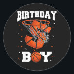 Kids 5th Birthday Bysketbyll Kids  Classic Round Sticker<br><div class="desc">Kids 5th Birthday Bysketbyll Kids</div>