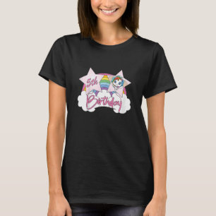 Kids 5th Birthday Cute Unicorn Party Rainbow Bday  T-Shirt