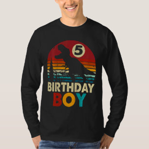 Kids 5th Birthday Dinosaur Rex 5 Year Old Boys Bir T-Shirt