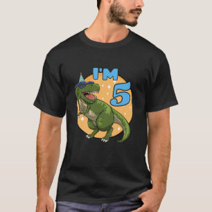 Kids 5Th Birthday, Dinosaur Rex, I'm 5 Years Old B T-Shirt
