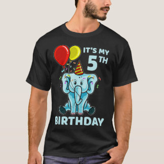Kids 5th Birthday Elephant Its My 5th Bday Party  T-Shirt