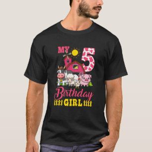 Kids 5th Birthday Farm Animals Girl 1 Years Old Bi T-Shirt
