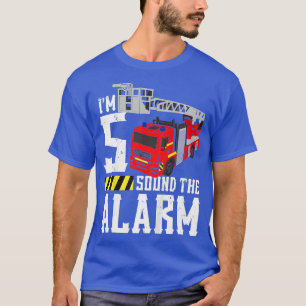 Kids 5th Birthday Fire Truck Sound Alarm Im Five Y T-Shirt