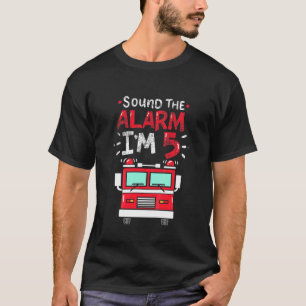 Kids 5Th Birthday Five Years Old Firetruck Firefig T-Shirt