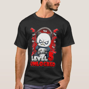 Kids 5th Birthday Gamer Panda Level 5 Unlocked Gam T-Shirt