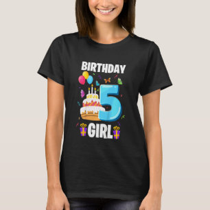 Kids 5th Birthday Girl Butterflies 5 Years Girls B T-Shirt