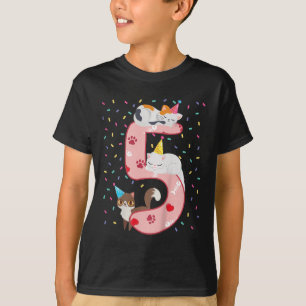 Kids 5th Birthday Girl Cute Cat Outfit 5 Years Old T-Shirt