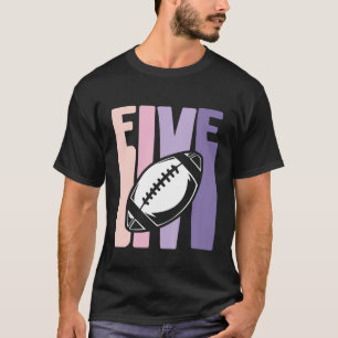 Kids 5Th Birthday Girl Retro American Football 5 Y T-Shirt