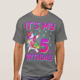 Kids 5th Birthday Girl Unicorn Five Year Old T-Shirt