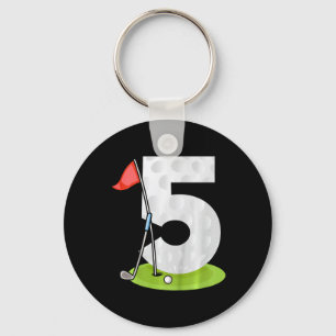 Kids 5th Birthday Golf Funny Golfer 5 Years Old Bo Key Ring