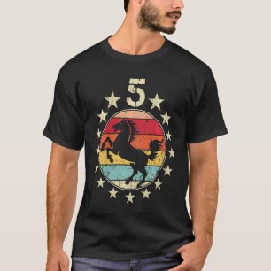 Kids 5th Birthday Horse Fifth 5 Year Old Birthday  T-Shirt