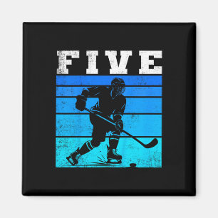 Kids 5th Birthday Ice Hockey Boy And Gil Five Hock Magnet