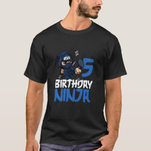 Kids 5th Birthday Ninja Bday Party 5 Years Old Shu T-Shirt