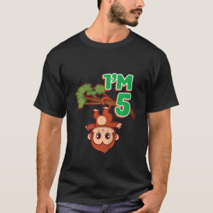 Kids 5th Birthday Party 5 Years Monkey Ape Zoo Ani T-Shirt