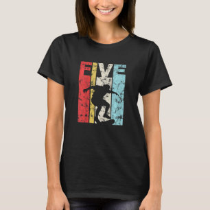 Kids 5th Birthday Party 5 Years Skateboard Skater T-Shirt