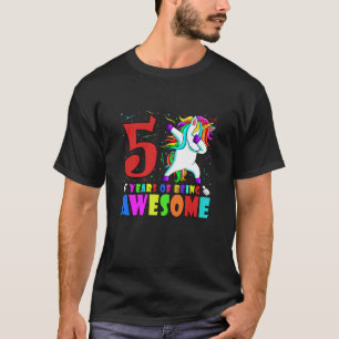 Kids 5Th Birthday Party Dabbing Unicorn - 5 Years T-Shirt