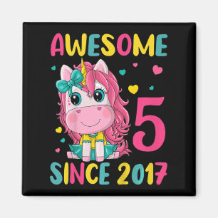 Kids 5th Birthday Party Unicorn Girl 5 Years Old B Magnet