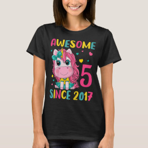 Kids 5th Birthday Party Unicorn Girl 5 Years Old B T-Shirt