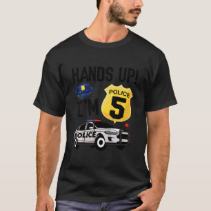 Kids 5th Birthday Policeman Boy Five Year Old Poli T-Shirt