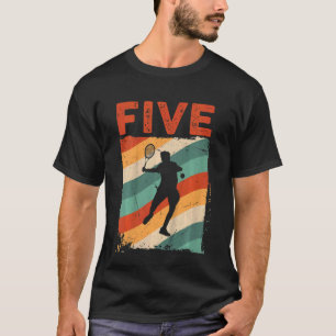Kids 5th Birthday Retro Tennis 5 Years Old Boy Gir T-Shirt