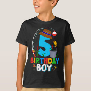 Kids 5th Birthday Shirt Boy Fishing Fish Bday Part