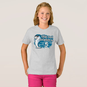 Kid's 5th Birthday This Cool Dolphin is Five T-Shirt