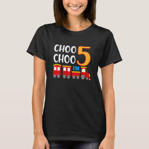 Kids 5th Birthday Todller 5 Year Old Boy Train Wag T-Shirt