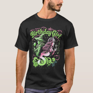 Kids 5th Birthday Witch Pink And Green 5 Years Old T-Shirt