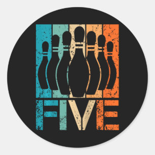 Kids 5th Bowling Birthday 5 Year Old Birthday Bowl Classic Round Sticker