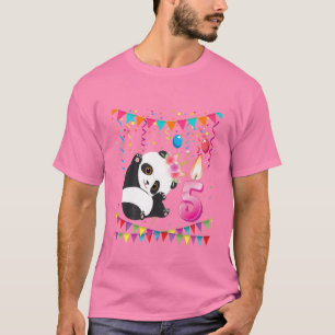 Kids 5Years Old 5Th Birthday Panda Unicorn Girl Gi T-Shirt