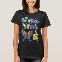 Kids 5Years Old Butterfly Its my 5th birthday Girl