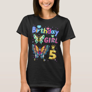 Kids 5Years Old Butterfly Its my 5th birthday Girl T-Shirt