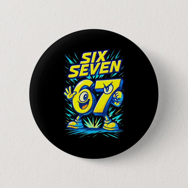 Kids 67 Six Seven Italian Brainrot 6 7 Funny Meme  Cm Round Badge (Front)