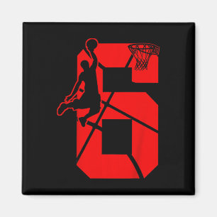 Kids 6 Year Old 6th Basketball Birthday PartyTheme Magnet