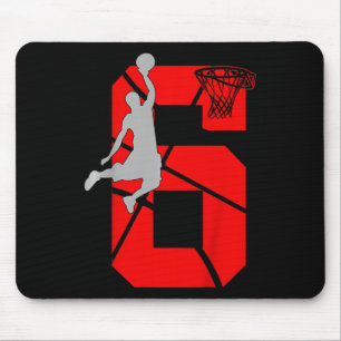 Kids 6 Year Old 6th Basketball Birthday PartyTheme Mouse Pad