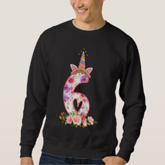 Kids 6 Year Old  6th Birthday Girls Unicorn Face F Sweatshirt
