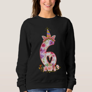 Kids 6 Year Old  6th Birthday Girls Unicorn Face F Sweatshirt