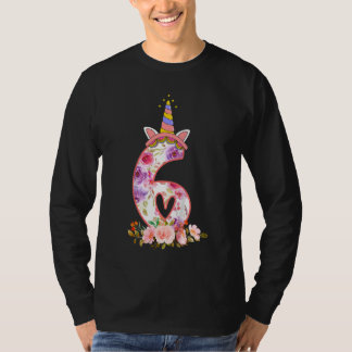 Kids 6 Year Old  6th Birthday Girls Unicorn Face F T-Shirt