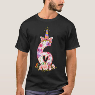 Kids 6 Year Old  6th Birthday Girls Unicorn Face F T-Shirt