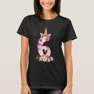 Kids 6 Year Old 6th Birthday Girls Unicorn Face F T-Shirt