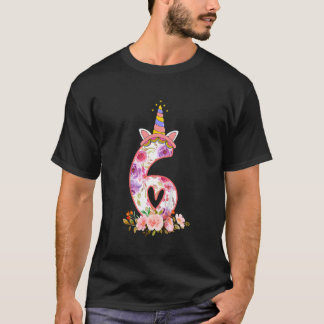 Kids 6 Year Old  6th Birthday Girls Unicorn Face F T-Shirt
