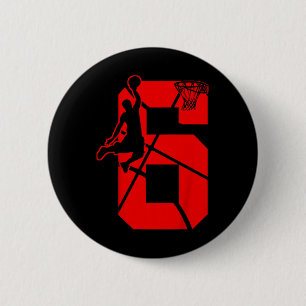 Kids 6 Year Old 6th Bysketbyll Birthday Partytheme Cm Round Badge