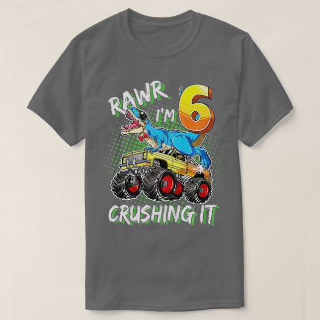 Kids 6 Year Old Birthday Boy Girl T rex 6th Bday M T-Shirt (Design Front)